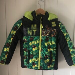 Nickelodeon Ninja Turtle Green and Black Kids Puffer Jacket size S/C 6/7